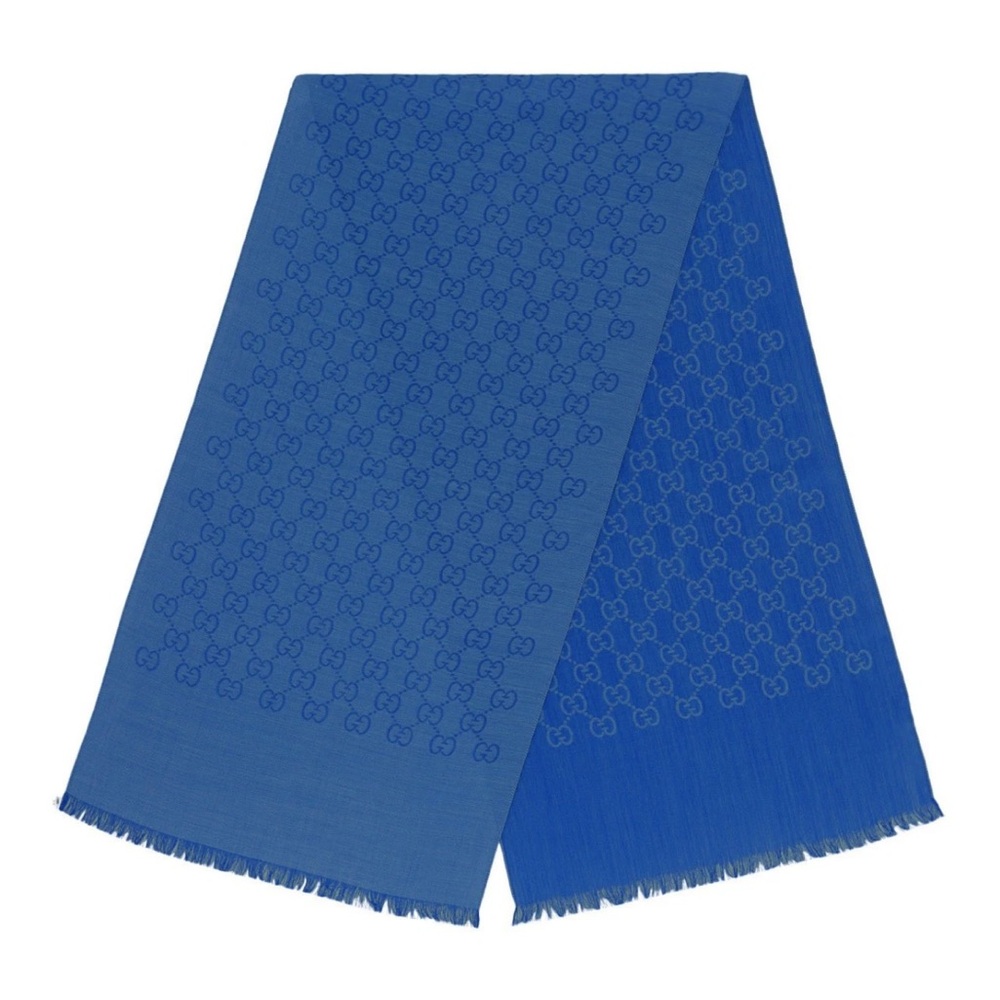 Gucci Blue Monogram GG Monogram Jacquard Scarf